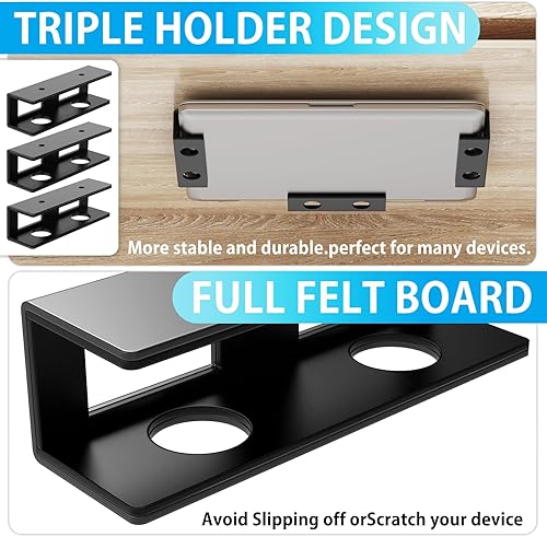 Miniatura 6 de 3 piezas de soporte para laptop debajo del escritorio con almohadilla de silicona antiarañazos debajo del escritorio estante de montaje para