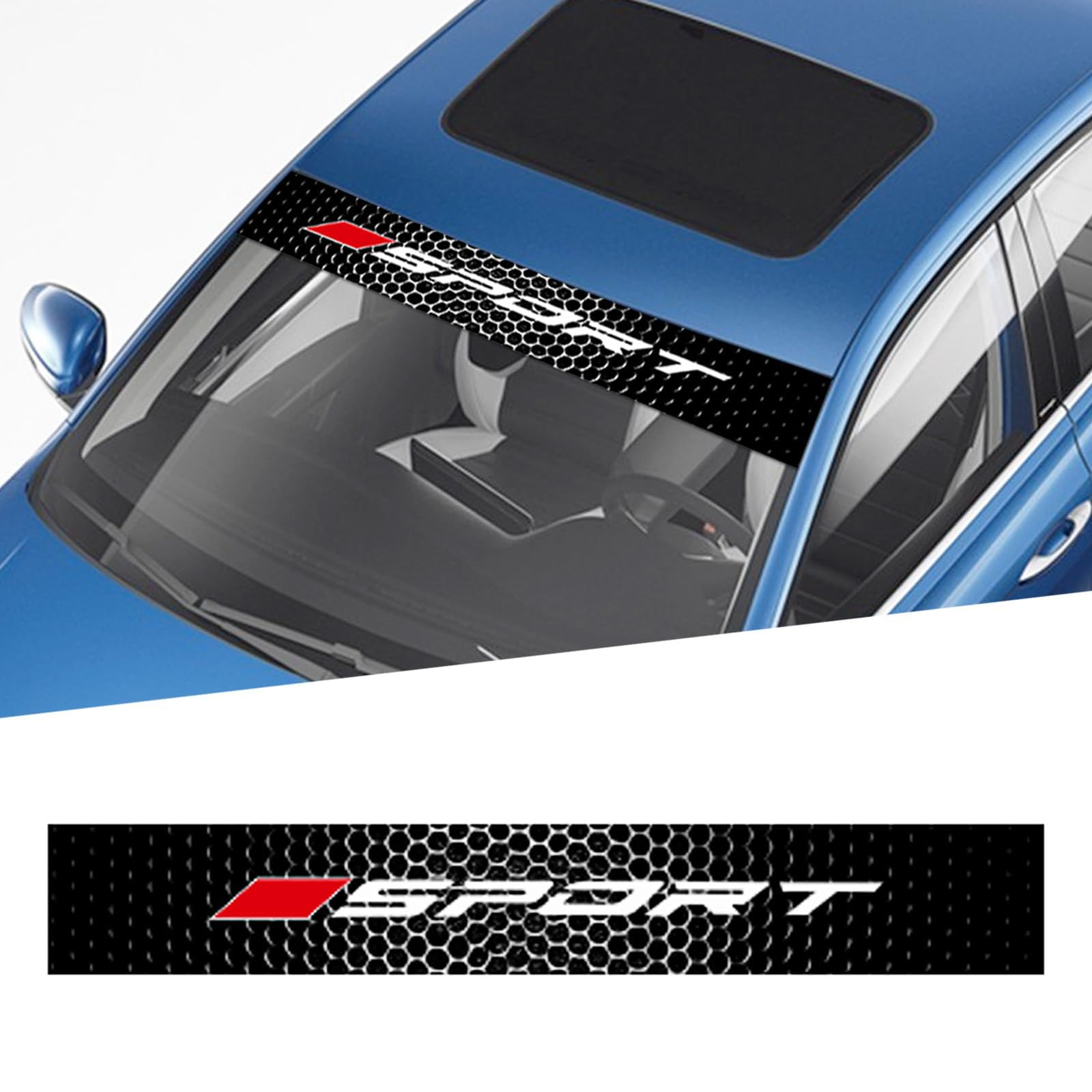 ONEMAJI Car Windscreen Sunstrip for Abarth 595C (facelift 2016) 2016-2026, Front Windshield Sun Visor Decal Strip Automotive Sun Shade Protective Window Film Sticker,B