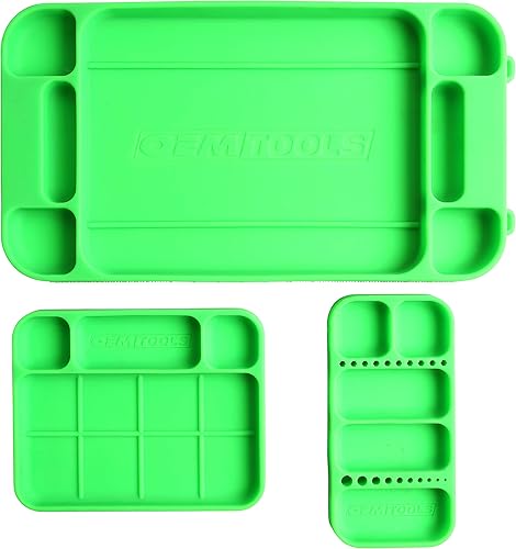 OEMTOOLS 22417 Flexi-Tray, juego de 3 piezas, incluye bandejas de goma pequeñas, medianas y grandes, silicona resistente al calor y al aceite,