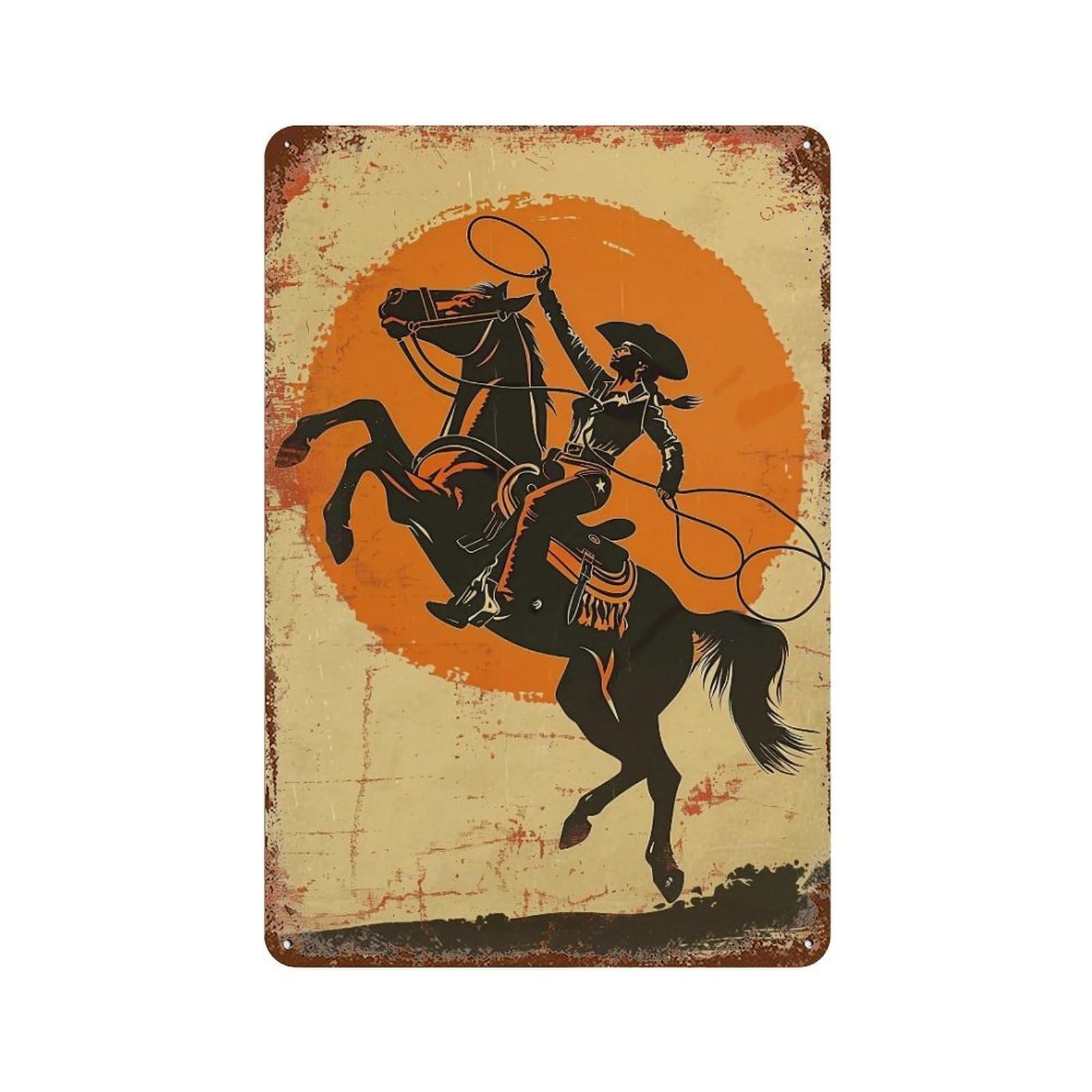 FHUYEURHRY Western Cowgirl 03 Wall Decor Retro Iron Vintage Art Metal Tin Sign Poster Modern Home Cofffee Club Art Bar Shop Decorations Style 30x20cm