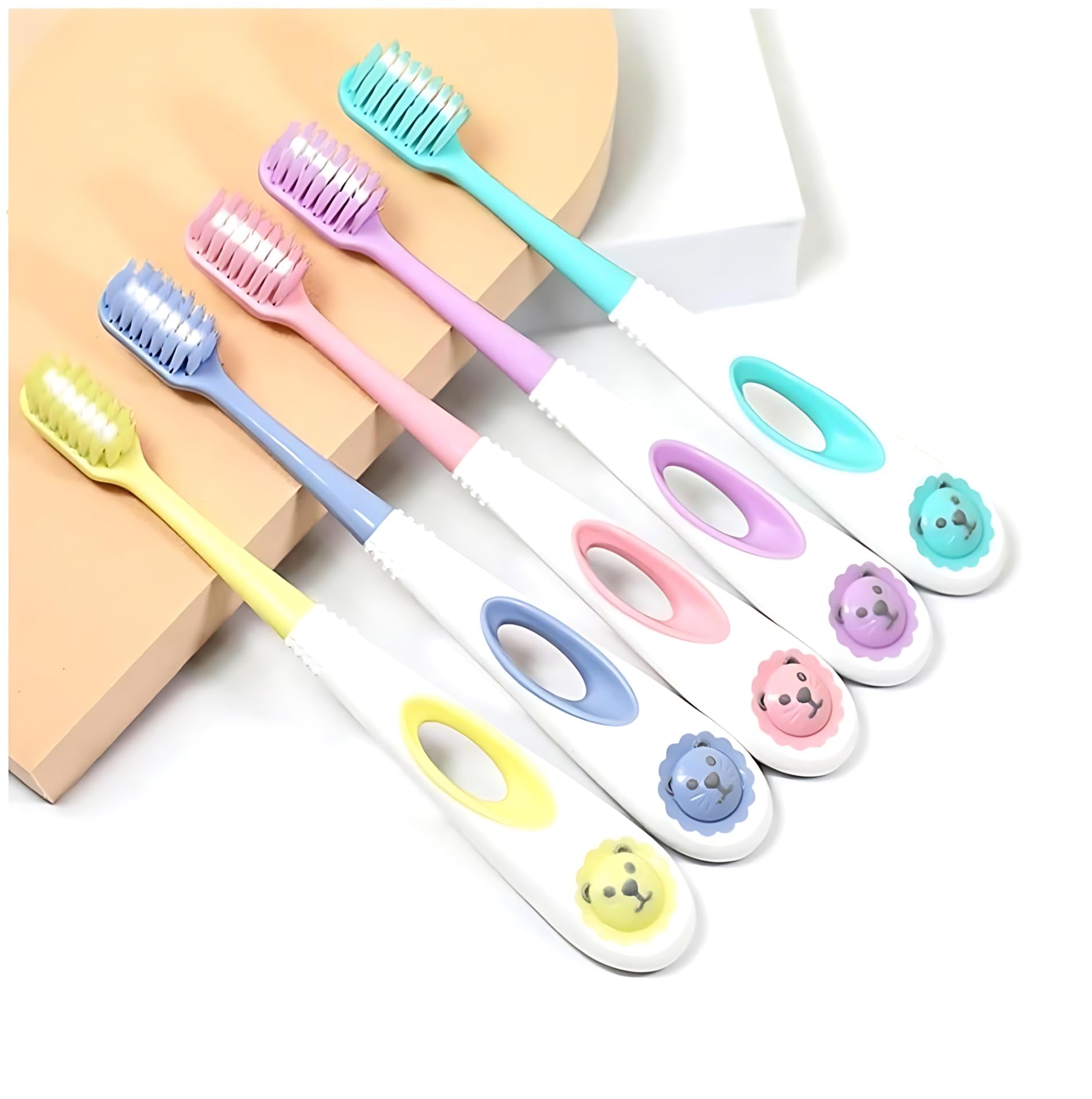 Soft Kids Toothbrush Extra Soft Bristles | Cartoon Toddler Toothbrush with Suction Base | Child Training Tooth Brush for Sensitive Gums | Small Head Manual Brush for 1–6 Years | Pack of 5-image-10