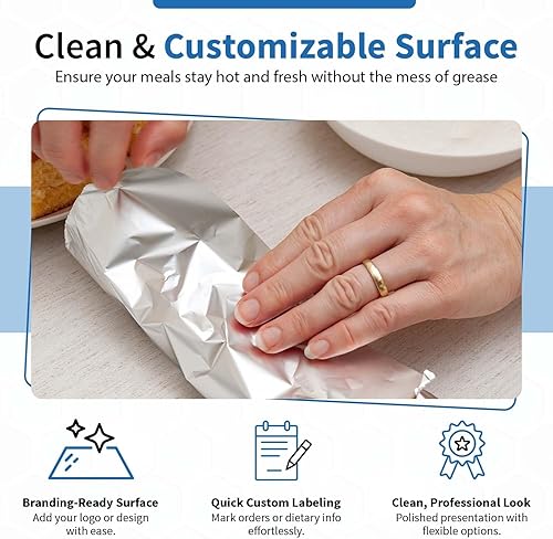 Miniatura 8 de Angel's Peel Lounge Hojas de papel de aluminio aisladas, resistentes a la grasa, hojas de aluminio precortadas para restaurantes, delicatessen,