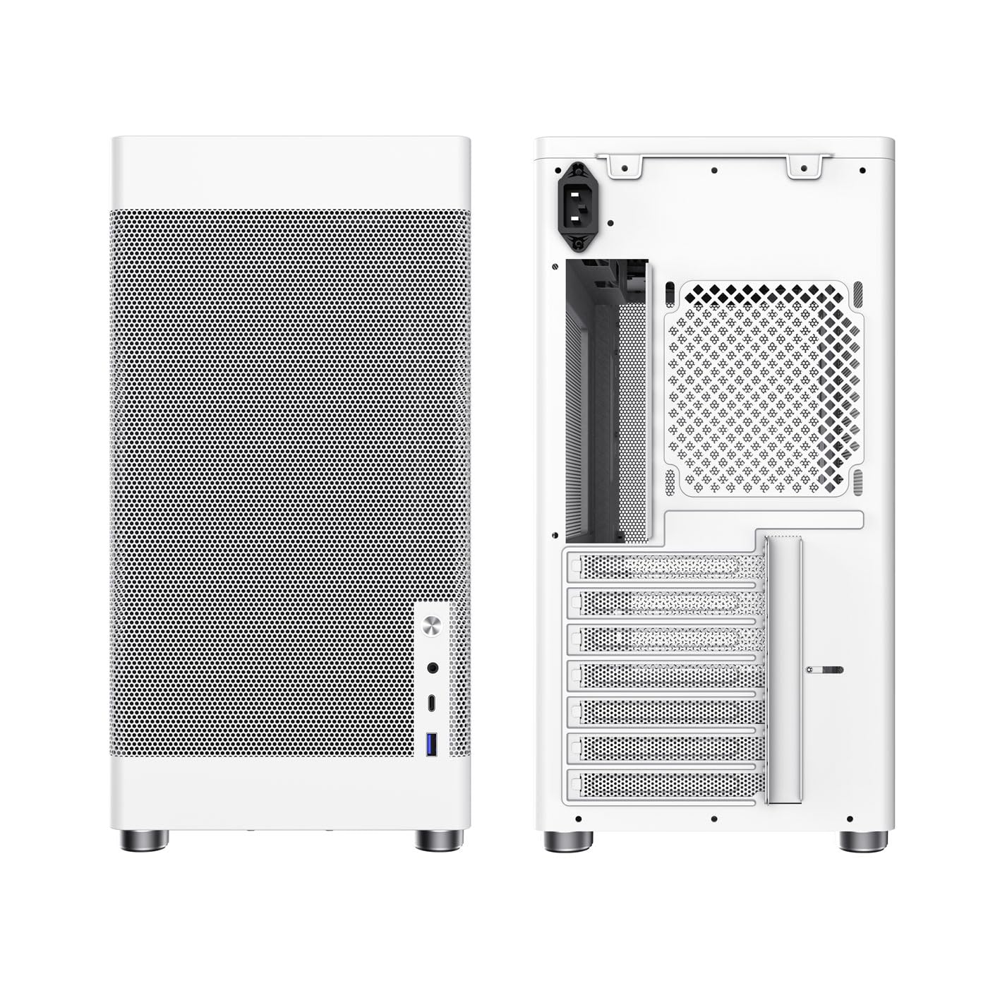 CoolBox MP1 - Caja PC Blanca ATX, Rejillas Full Mesh, Airflow Optimizado, USB-C Frontal, Tarjetas Gráficas hasta 355 mm, Soporta hasta 6 Ventiladores, Compatible con Refrigeración Líquida.