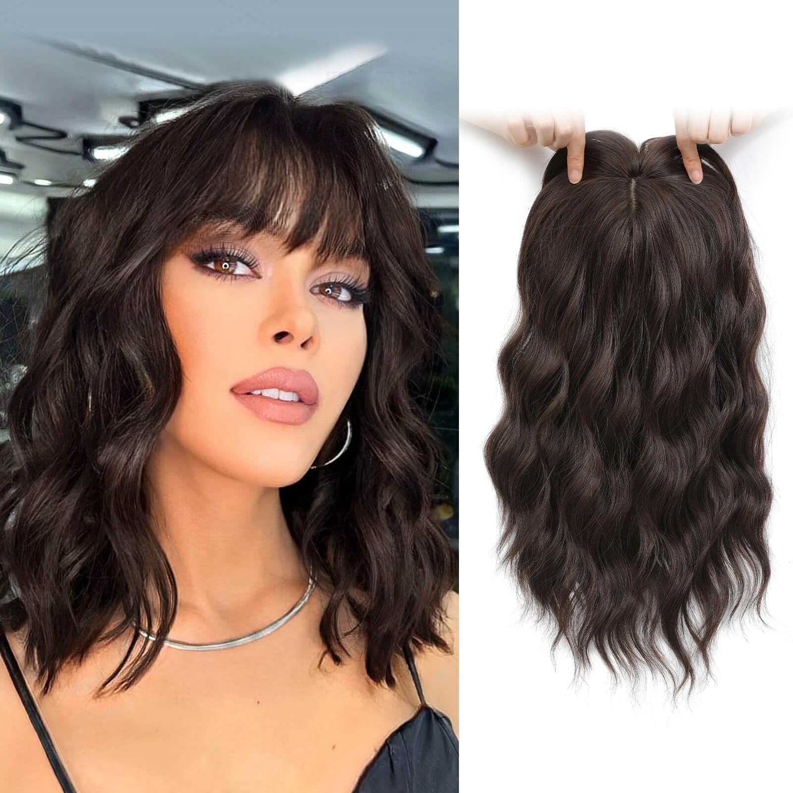Flyroseing Hair Toppers with Fringe