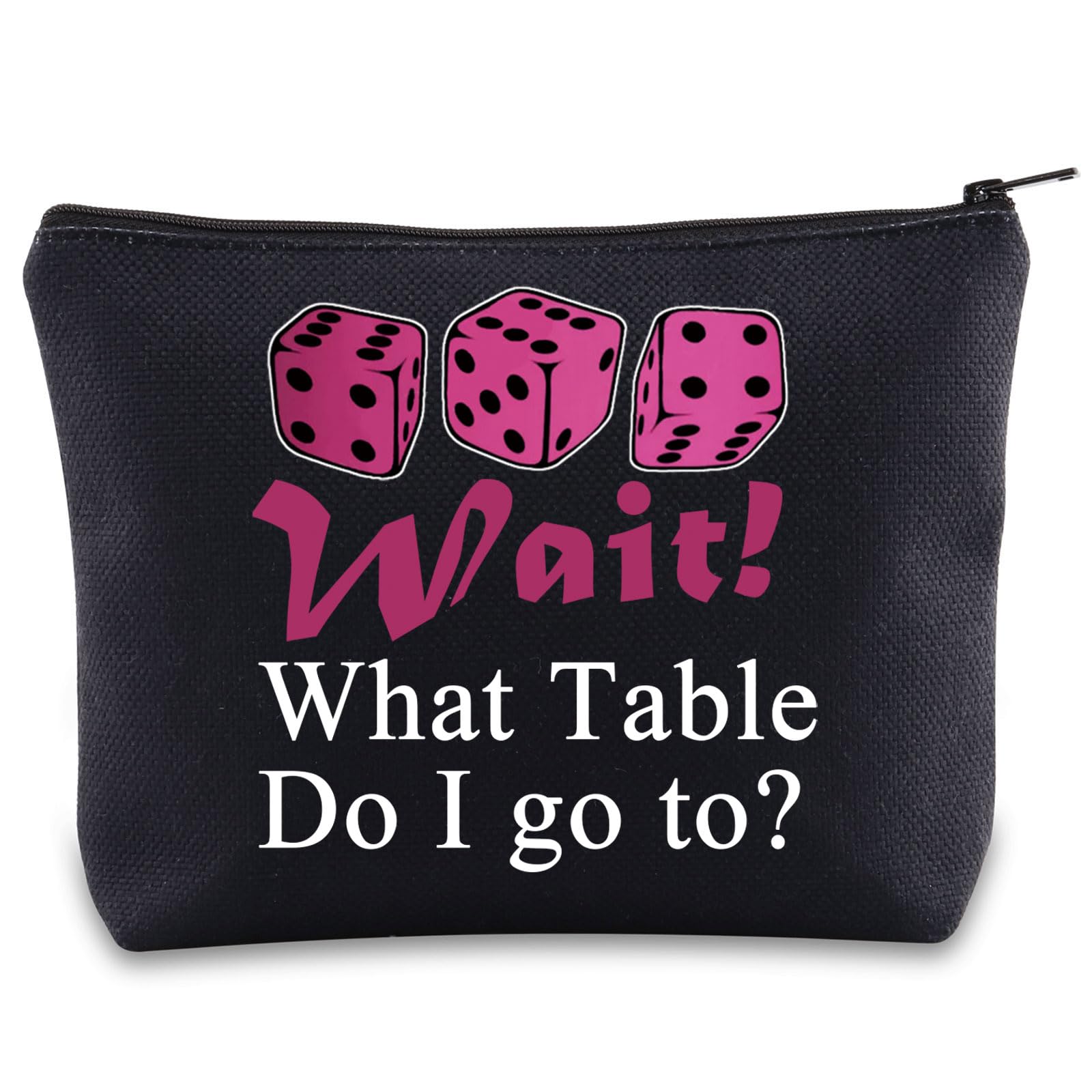 JNIAP Dice Game Makeup Bag Game Night Gifts Dice Gamer Zipper Pouch Dice Queen Gifts(Wait What table bl mb)