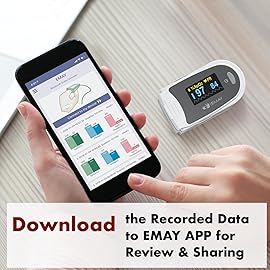 EMAY Sleep Oxygen Monitor with Built-in Recording Capability | Track Continuous Blood Oxygen Levels & Pulse Rate Overnight | Provides Sleep Report & Raw Data