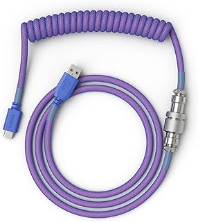 Glorious Coiled Keyboard Cables – USB-C Artisan Braided Cables for Mechanical Gaming Keyboards (Nebula)