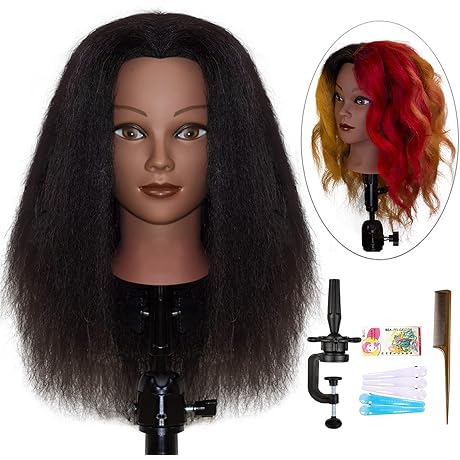 100% Real Hair Mannequin Head for Styling and Braiding