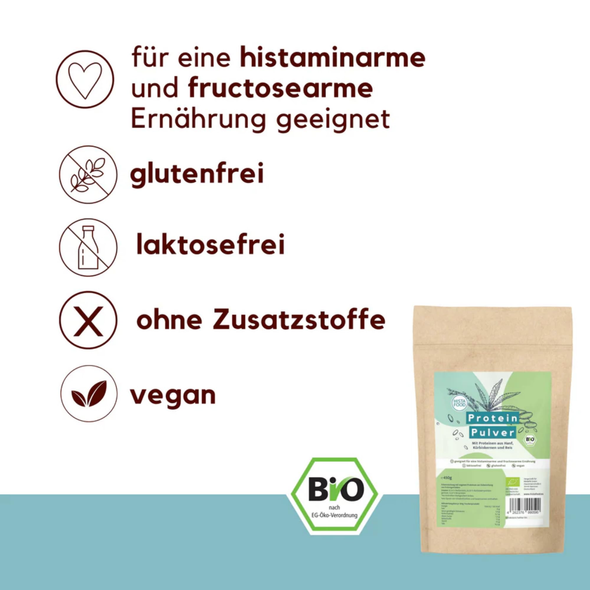 HistaFood Bio Protein-Set - ProteinPulver & ProteinRiegel 12er-Set - glutenfrei, laktosefrei, histaminarm & vegan