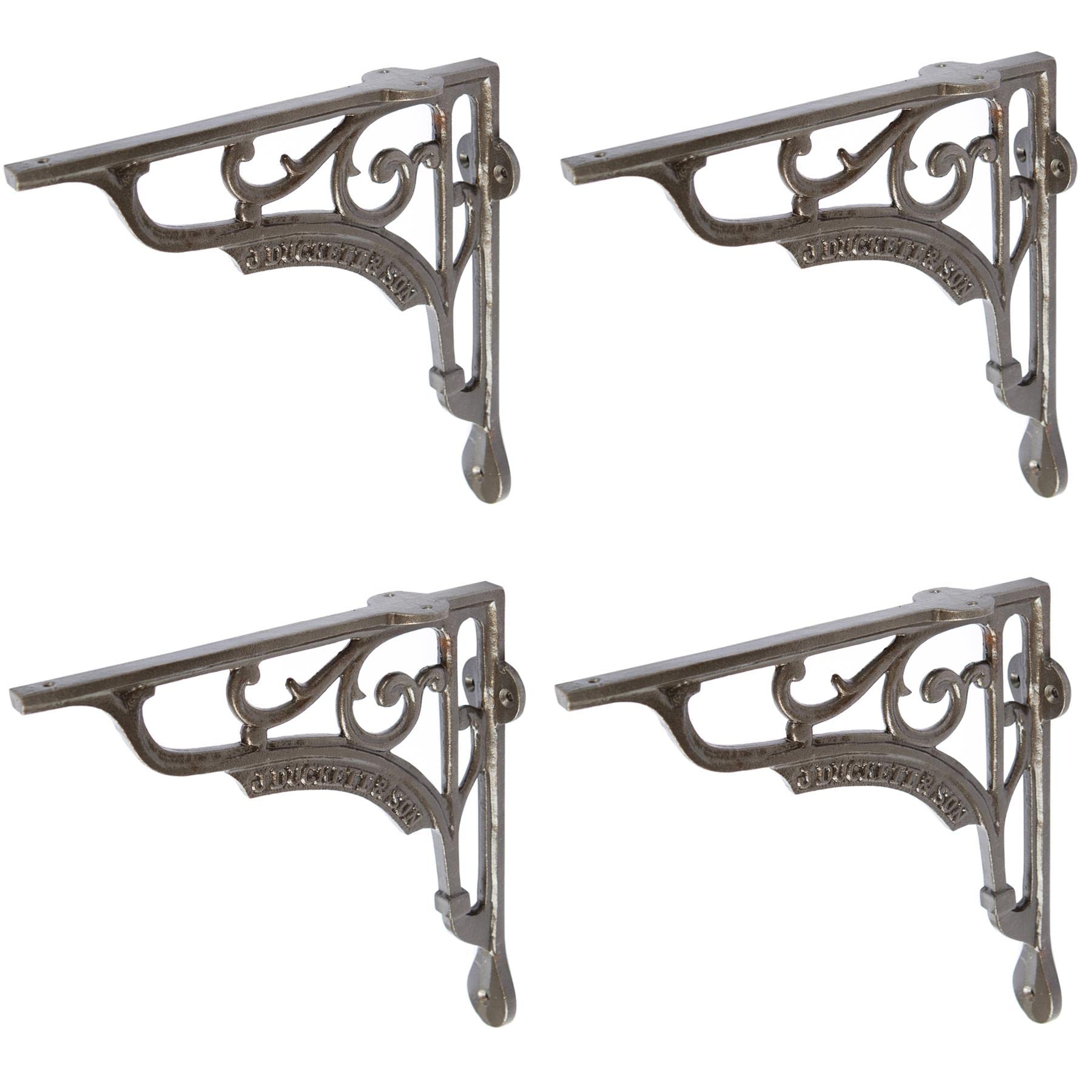 Support d'étagère en fer orné D200 mm Raw en pack de 4 pour étagères suspendues