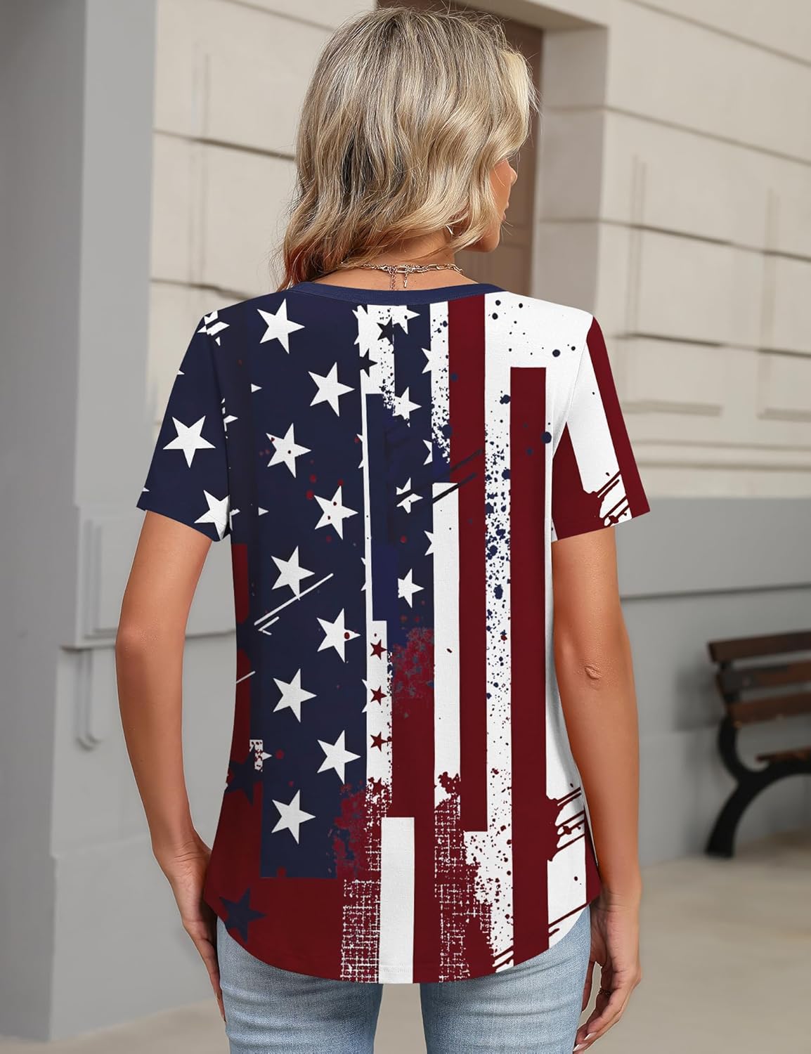 TCOT Women's Tops Dressy Casual Summer Blouses Short Sleeve Button V Neck Spring Tee Shirts - Image 3