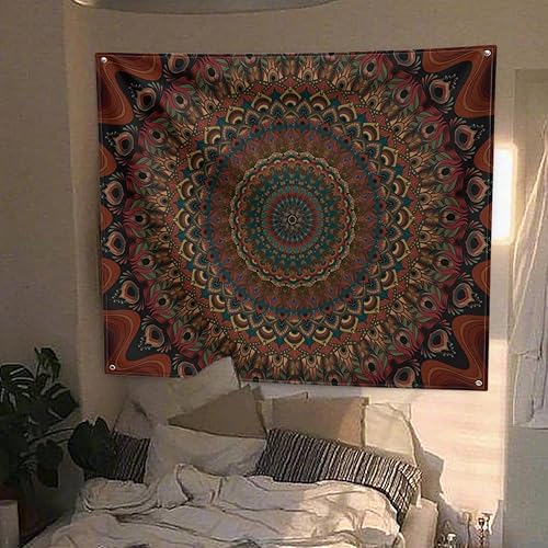 Miniatura 3 de XIGUAGUO Tapiz de mandala para colgar en la pared, psicodélico, estético, hippie, decoración de pared, bohemio, decoración bohemia para el hogar,