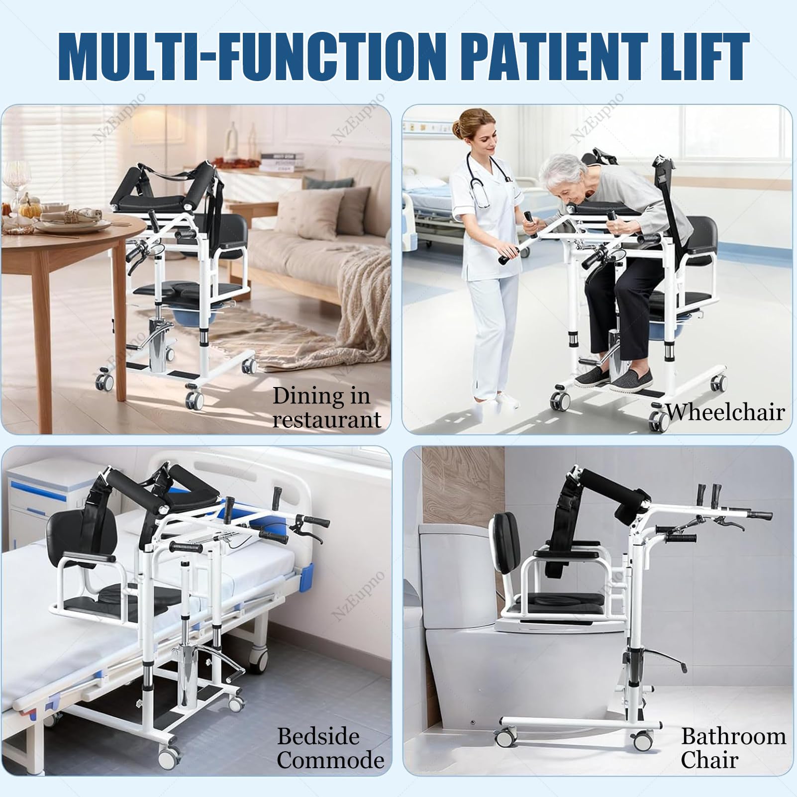 Silla Elevadora HidráUlica Para Pacientes Ayuda Para El Traslado De EnfermeríA A Domicilio Silla De Ruedas De Transferencia De Altura Ajustable Con Orinal Para Personas Mayores Con Discapacidad Black