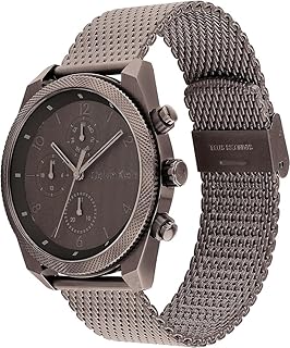 ساعة رجالي بمينا بني وإطار صلب مطلي أيونيًا باللون البني - موديل 25200361 من كالفن كلاين