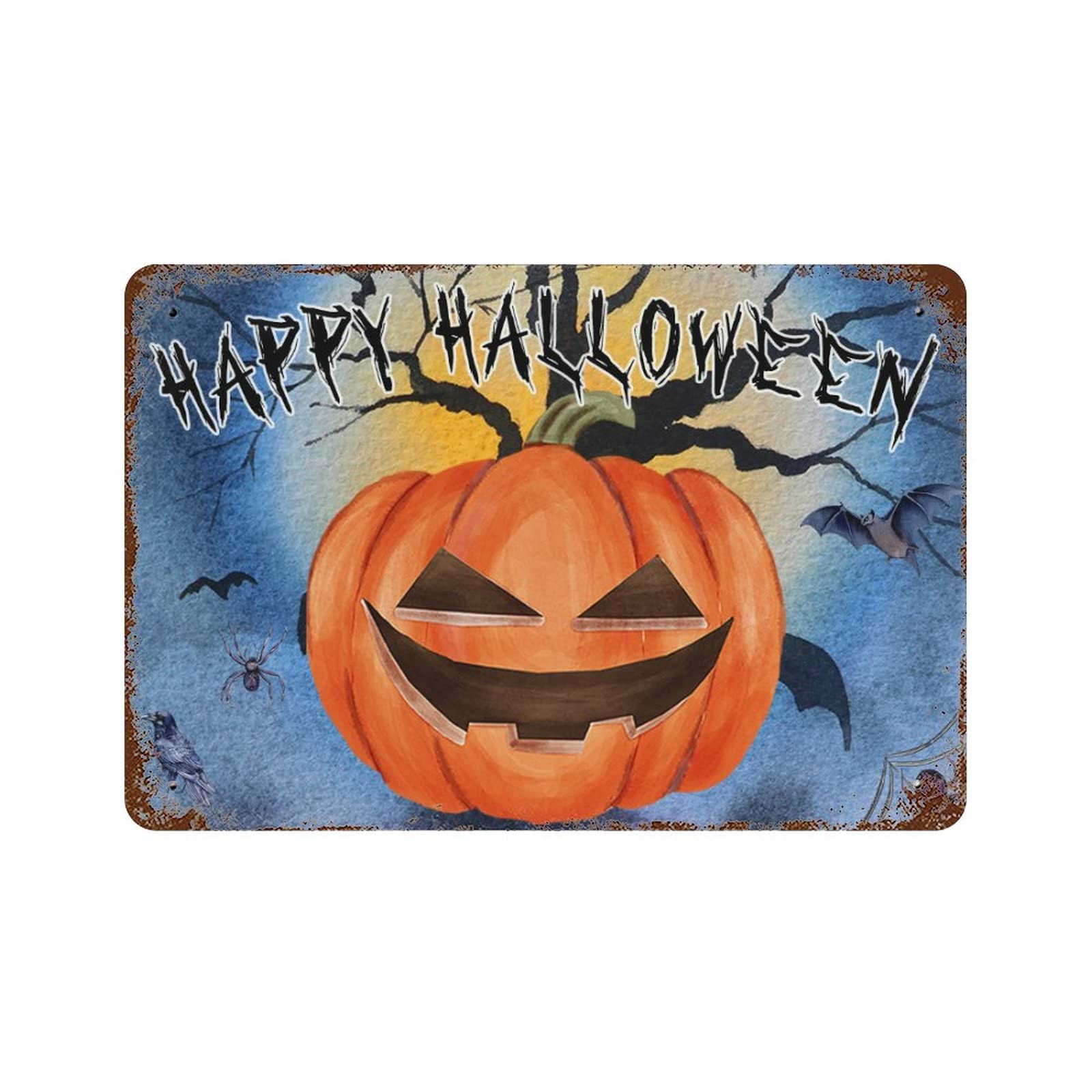 Panneau Halloween en métal et citrouille, cadeau de bienvenue pour maison