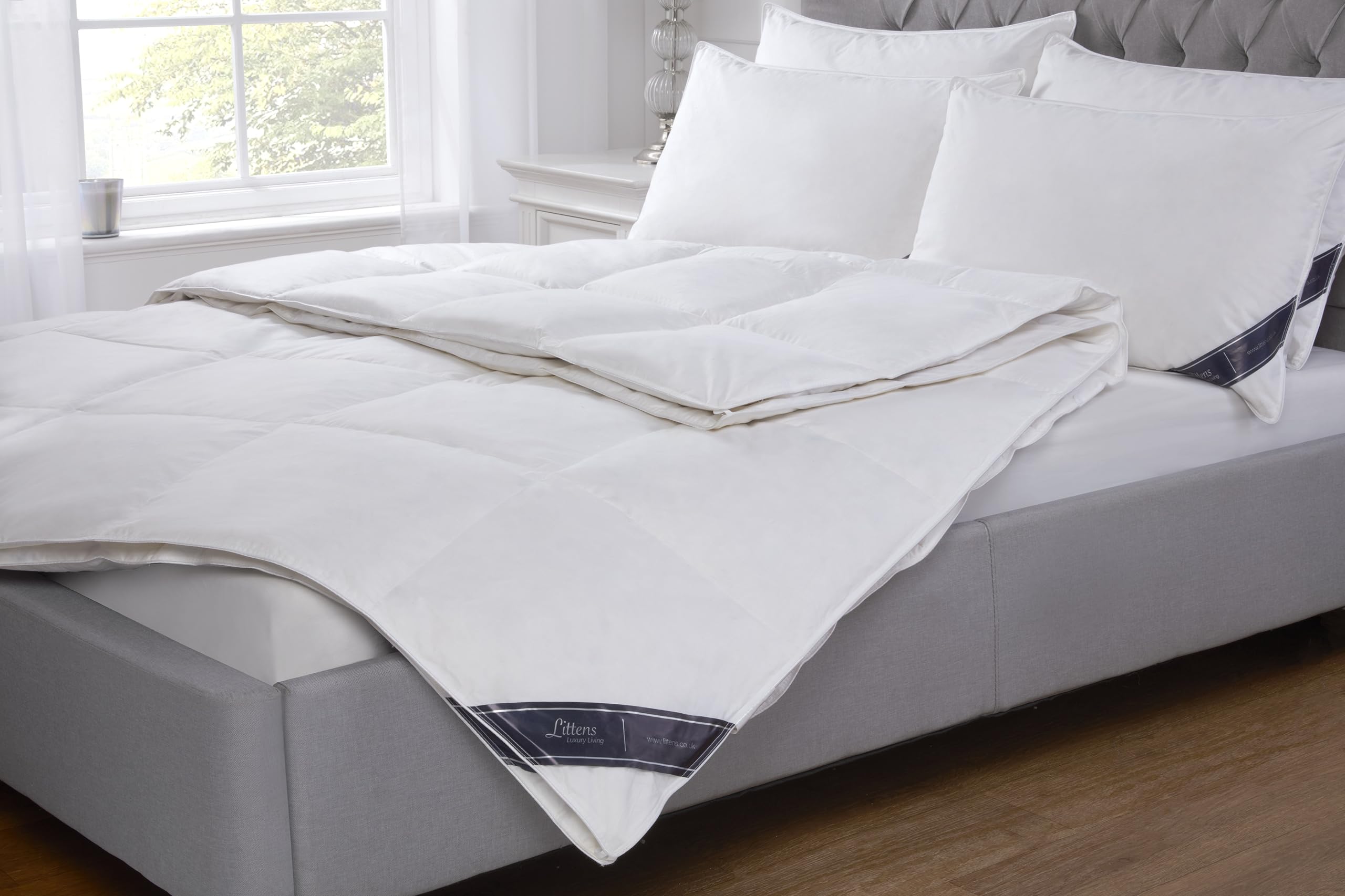Littens Luxury All Seasons Duo 15 Tog King Bed Size White Goose Feather & Down Duvet Quilt, 15% Down, Down-Proof 230TC Cotton (225cm x 220cm) — image 1