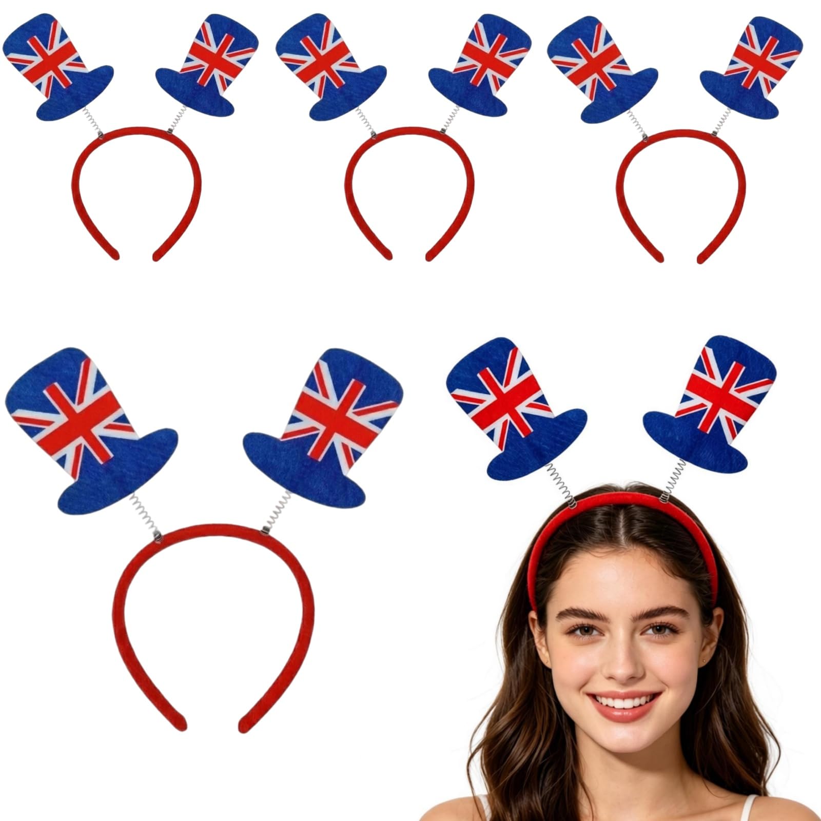 ULTECHNOVO 5pcs Union Jack Headband with Bopper Hats