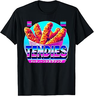 Tendies Retro Vaporwave Japanese Glitch Art Chicken Tenders T-Shirt