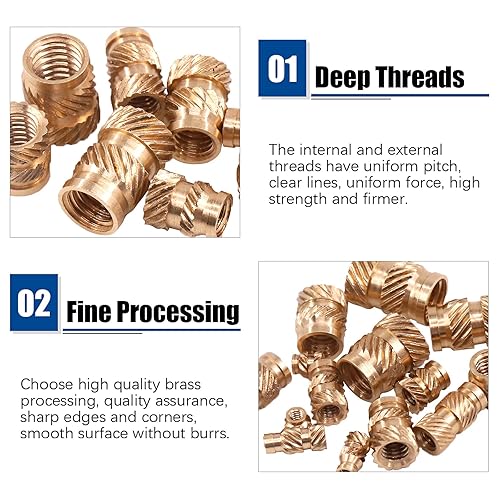 Miniatura 3 de Glarks 110 Uds. M2 M3 M4 M5 M6 Rosca hembra Tuercas moleteadas Latón Roscado Inserto Kit Surtido de tuercas para impresora 3D