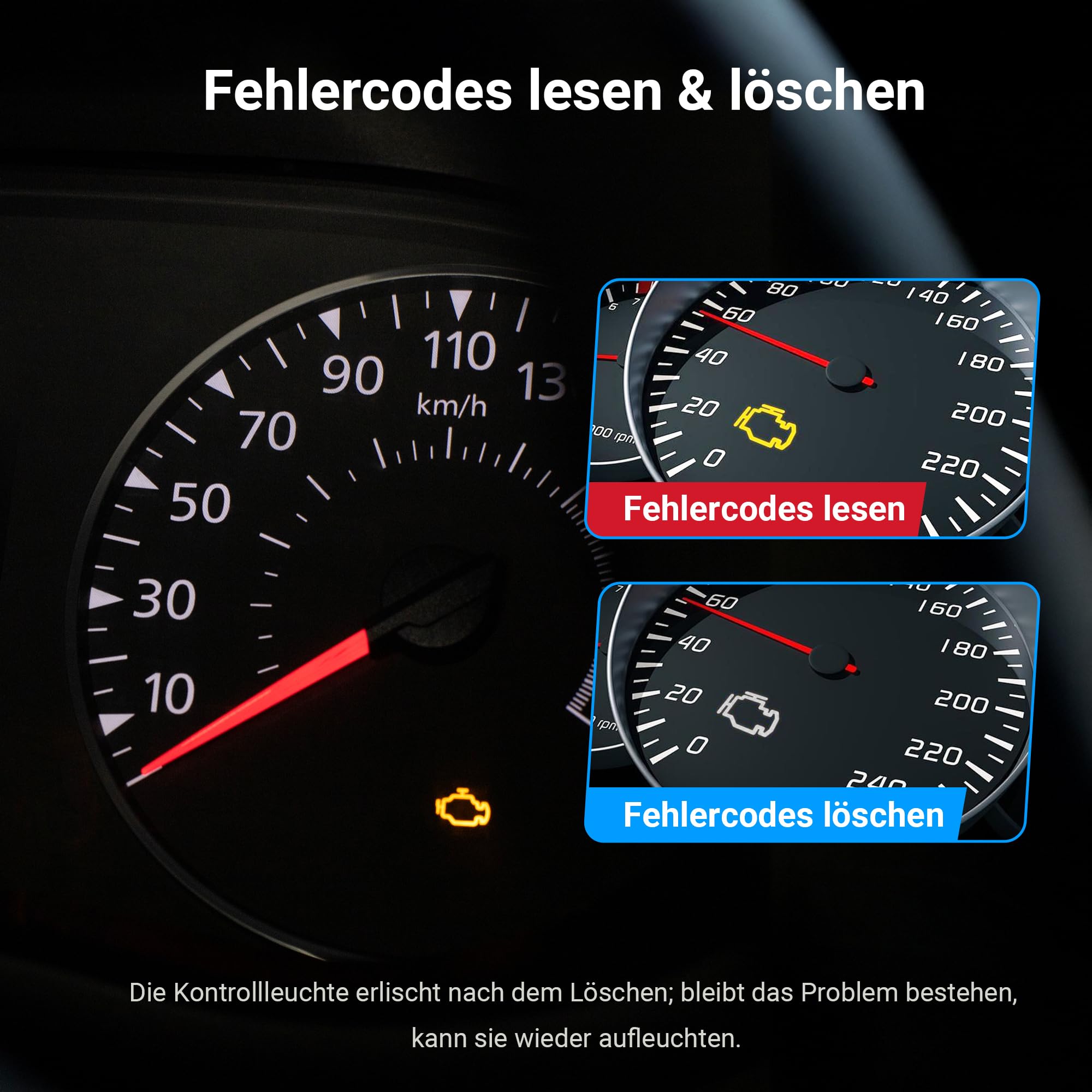 GOOLOO DEEPSCAN DS100 OBD2 Diagnosegerät Bluetooth Vollsystem-Diagnosegerät mit Auto-Codeleser, 6+ Hot Reset(Öl/Throttle/EPB/TPMS/BMS/DPF), Reparatur-Guide, Motor-Check, für iOS/Android