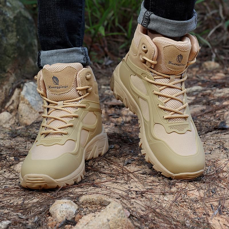 New Men Quality Brand Leather Boots Tactical Desert Combat Boots Men's Outdoor Hiking Shoes Work Safty Ankle Boot