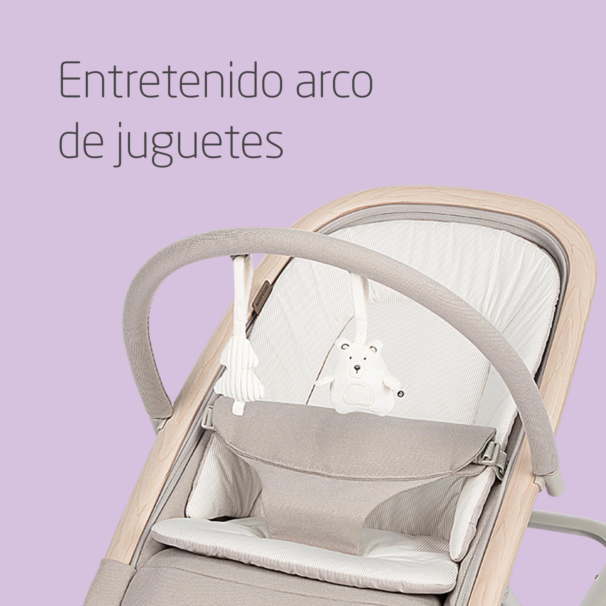 Maxi-Cosi Kori Hamaca Bebé 2 en 1 con arco de juegos, 0-2 años, máx.15 kg, balamcin bebe, 3 posiciones de reclinación una sola mano, ligera y compacta, arnés Easy-in, Eco Care, Classic Beige