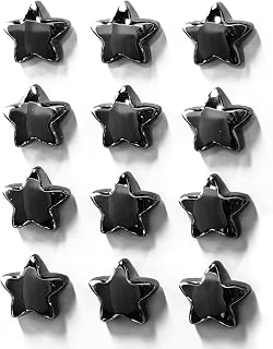 12PCS Black Fridge Magnets Cute Star Refrigerator Magnet Set | Black Plastic Stars Decorative Magnetic Stickers 1*1 inch Medium Size Magnet For Home Kitchen Fridge Door Office Whiteboard