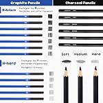 72 Dessin Crayons de croquis, Crayon de dessin d'approvisionnement d'art Set en boîtier zippé noir, Pro Kit avec crayons colorés, crayon de charbon, extendeur, Graphite pour les artistes, débutants et enfants