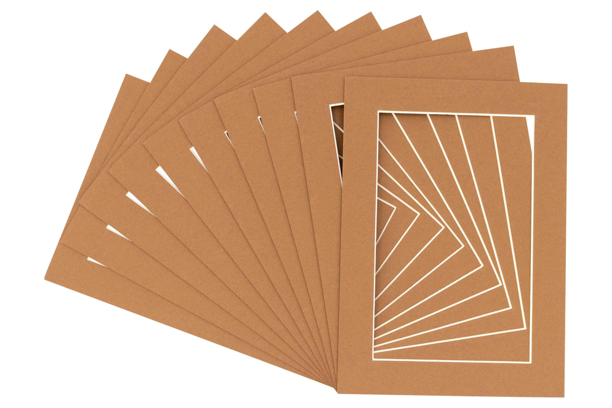 5x7 Mat for 4x6 Photo - Precut Aged Oak Brown Picture Matboard for Frames Measuring 5 x 7 Inches - Bevel Cut Matte to Display Art Measuring 4 x 6 Inches - Acid Free Pack of TEN MATS