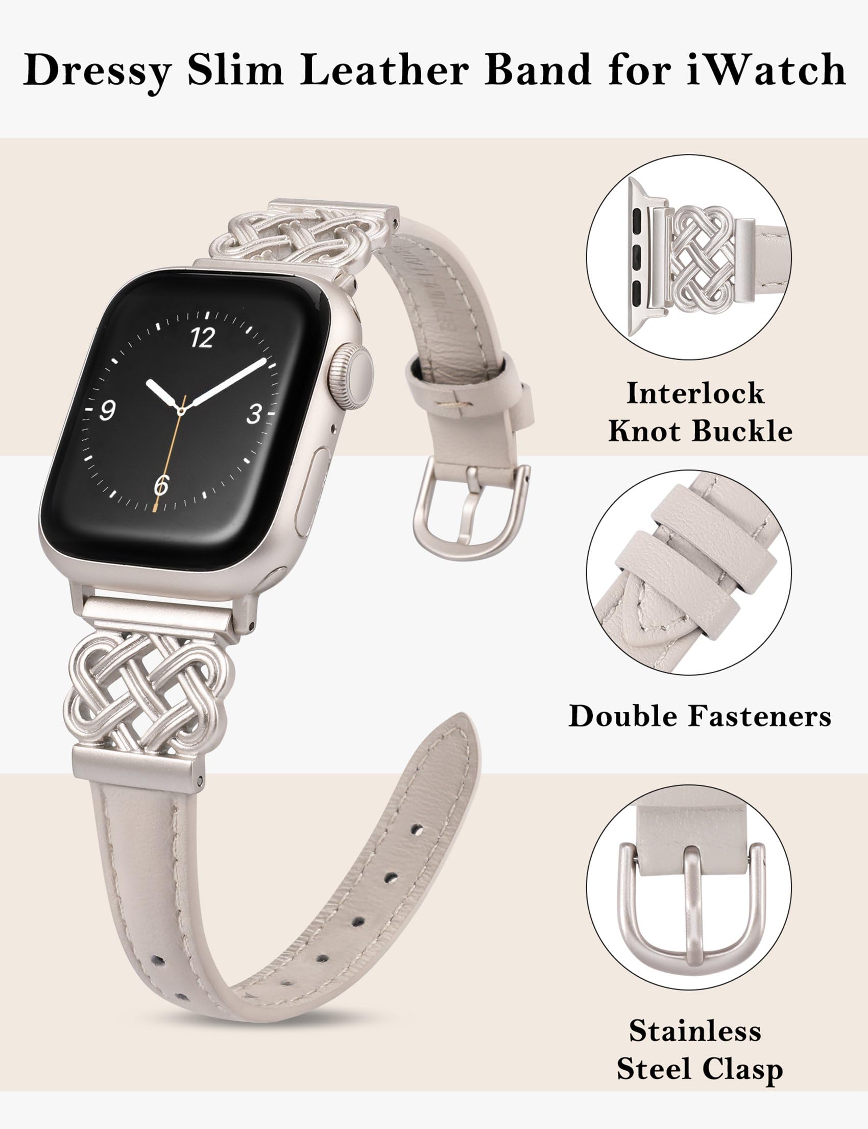 TOYOUTHS Leather Strap Compatible with Apple Watch Straps 38mm 40mm 41mm 42mm Women - Image 2