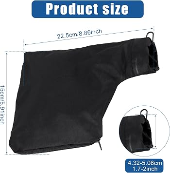 US 2Pcs Dust Collection Bag for 225 Model Mitre Saws Black Dust Bag with Zipper Adjustable Dust Collector Bags Universal Anti-dust Cover Bag for Tank Belt Sander Edge Planer Diagonal Saw