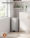 SONGMICS Kitchen Bin, 8-Gallon (30 L) Trash Bin, Stainless Steel Pedal Bin, with Inner Bucket, Soft Close and Stays Open, Metallic Silver LTB593E01 - 2