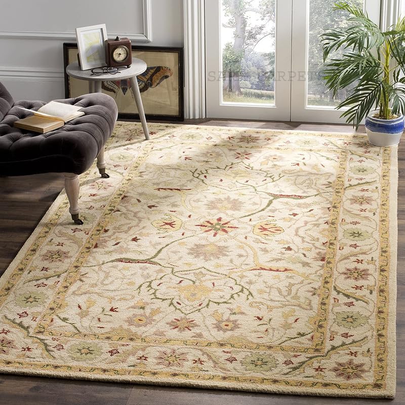 Handmade Tufted Wool Carpet – Premium Thick Embossed Geometric Design Rug for Living Room, Bedroom & Hall (Multi 40, 7 x 7 Feet Square)-image-29