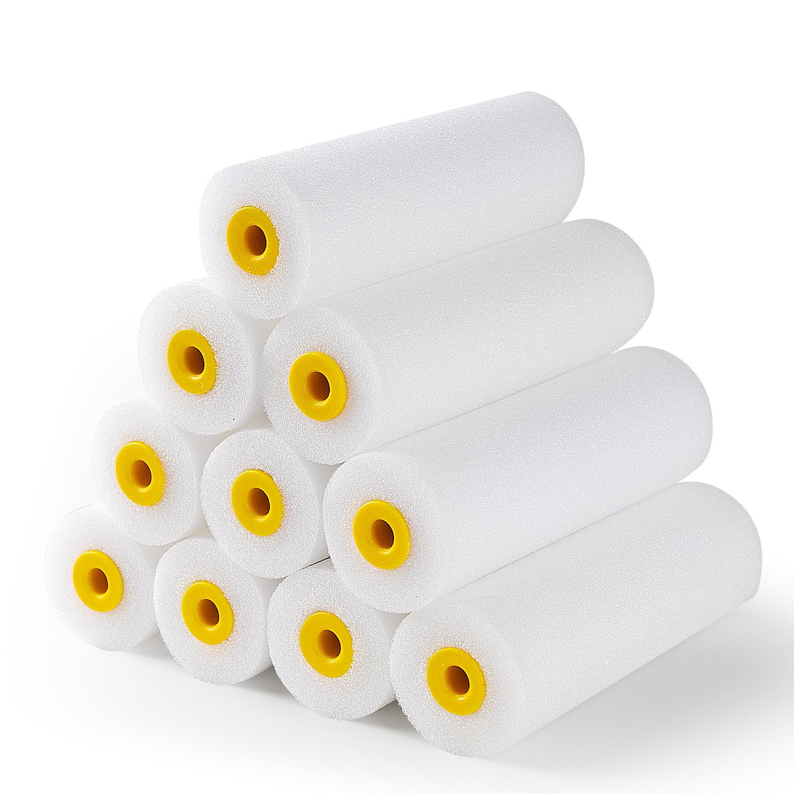 Mister Rui 10x Lackierwalze, 11cm Schaumwalze, Lackierwalzen, Kleine Farbroller, Schaumstoff-Farbroller 4 Zoll, Mini-Farbroller-Abdeckung zum Streichen von Wänden, Schränken