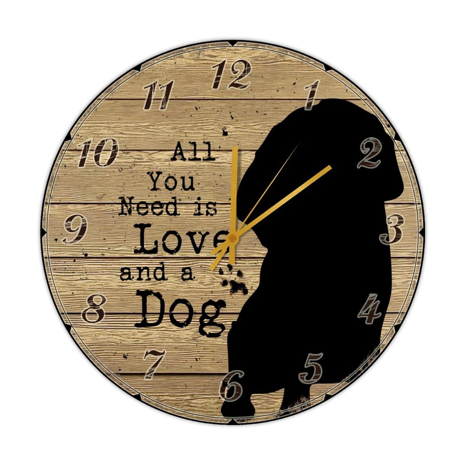 Horloge ronde en bois suspendue All You Need Is Love rétro à pile