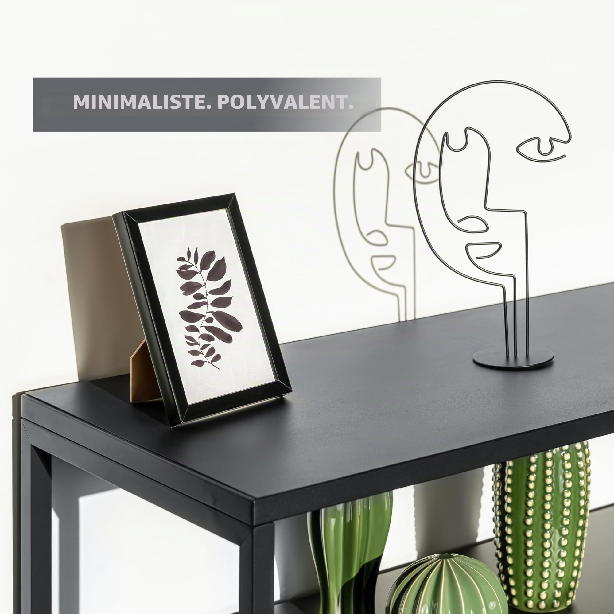 bremermann Table Console avec étagère, étagère sur Pied, Tabouret à Fleurs en métal (Noir)