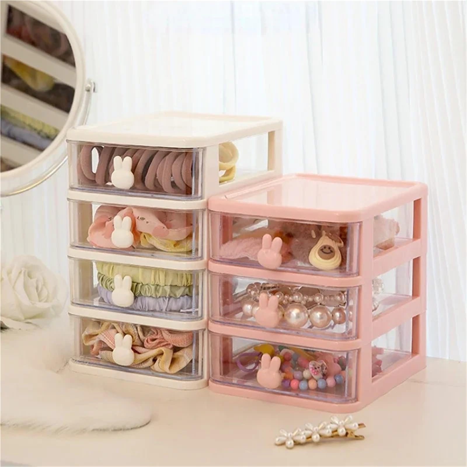 Haargummi Organizer Desktop Haar Zubehör Lagerung Box Organizer for Clip Schmuck Kopf Seil Gummiband(WHITE 2 TIE)