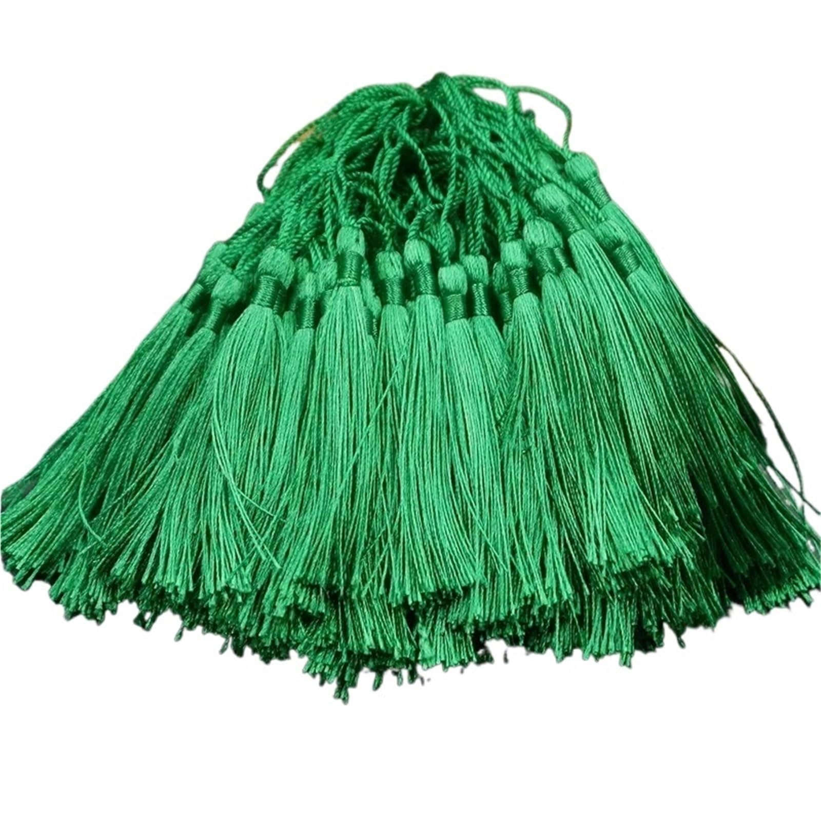 Mini Tassels 300pcs/lot 13cm Tassel Silk Fringe Silky Floss Bookmark Tassels Mini Tassels For DIY Craft Jewelry Making Souvenir Bookmarks for Crafts(29 GrassGreen)