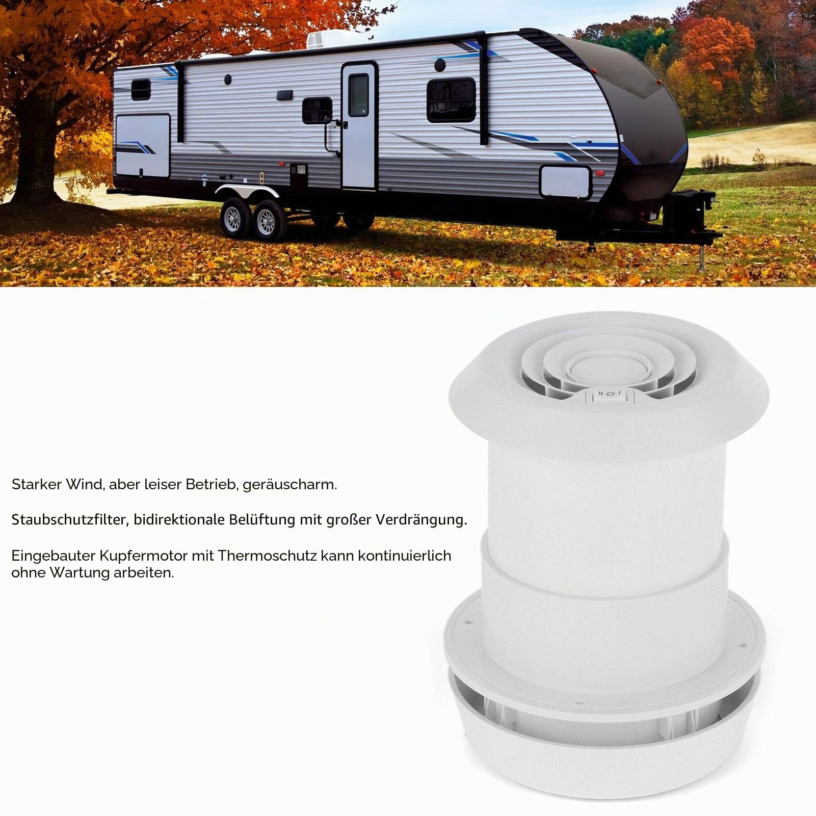 Aramox RV Fan, 12V ABS Dachlüfter Decke Leise Belüftung Kühlgitter für Wohnmobil Reiseanhänger Van