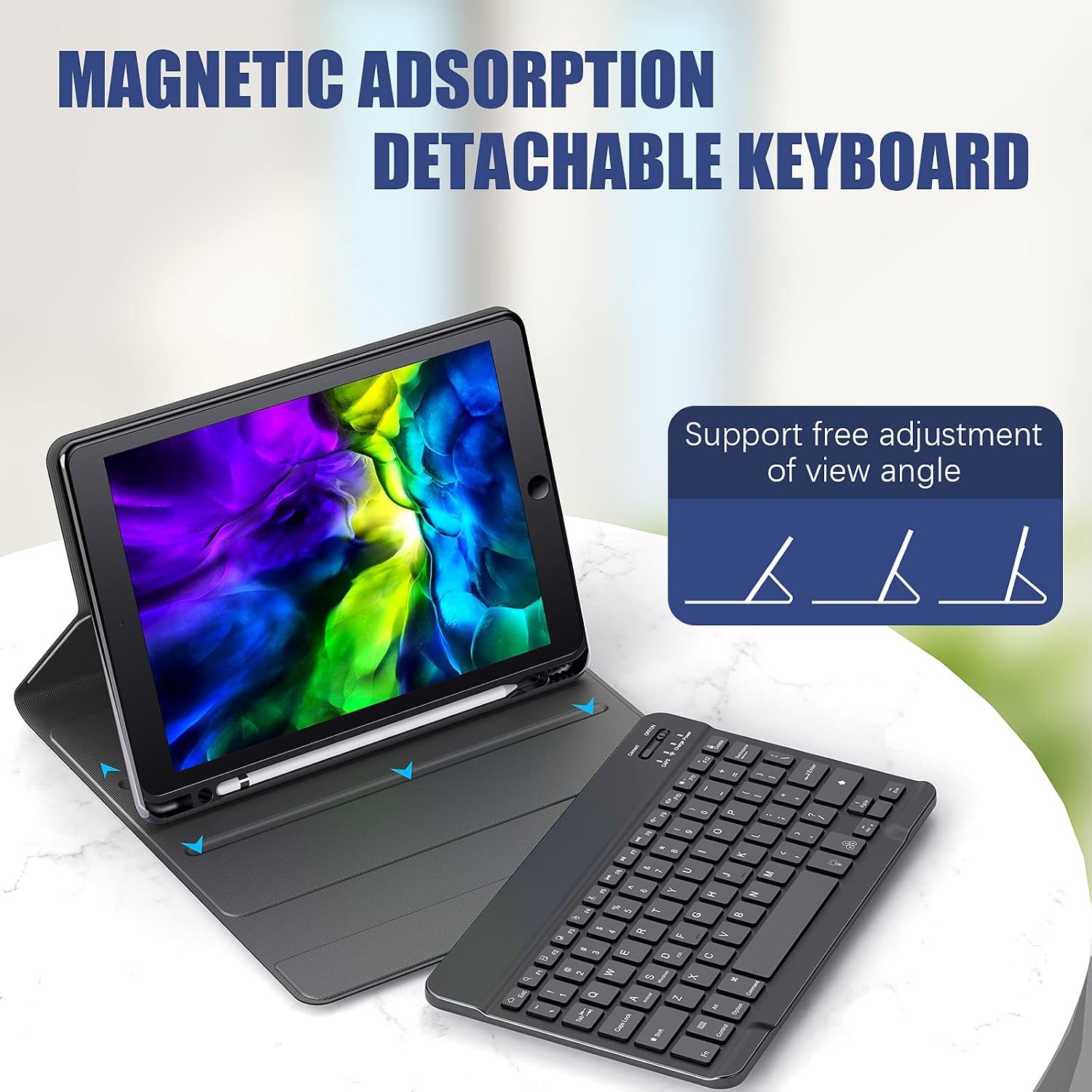 BOSSWIN iPad Keyboard Case for 10.2" iPad 8th Generation (2020), 7th Gen, Air 3, Pro 10.5" iPad Case with 7 Color Backlight Wireless Keyboard, Multipurpose Case for iPad Air with Apple Pencil Holder
