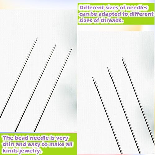 Miniatura 3 de EuTengHao Agujas de cuentas de ojo grande, agujas largas y rectas, agujas de bordar, tijeras con botella de aguja para abalorios, pulseras,
