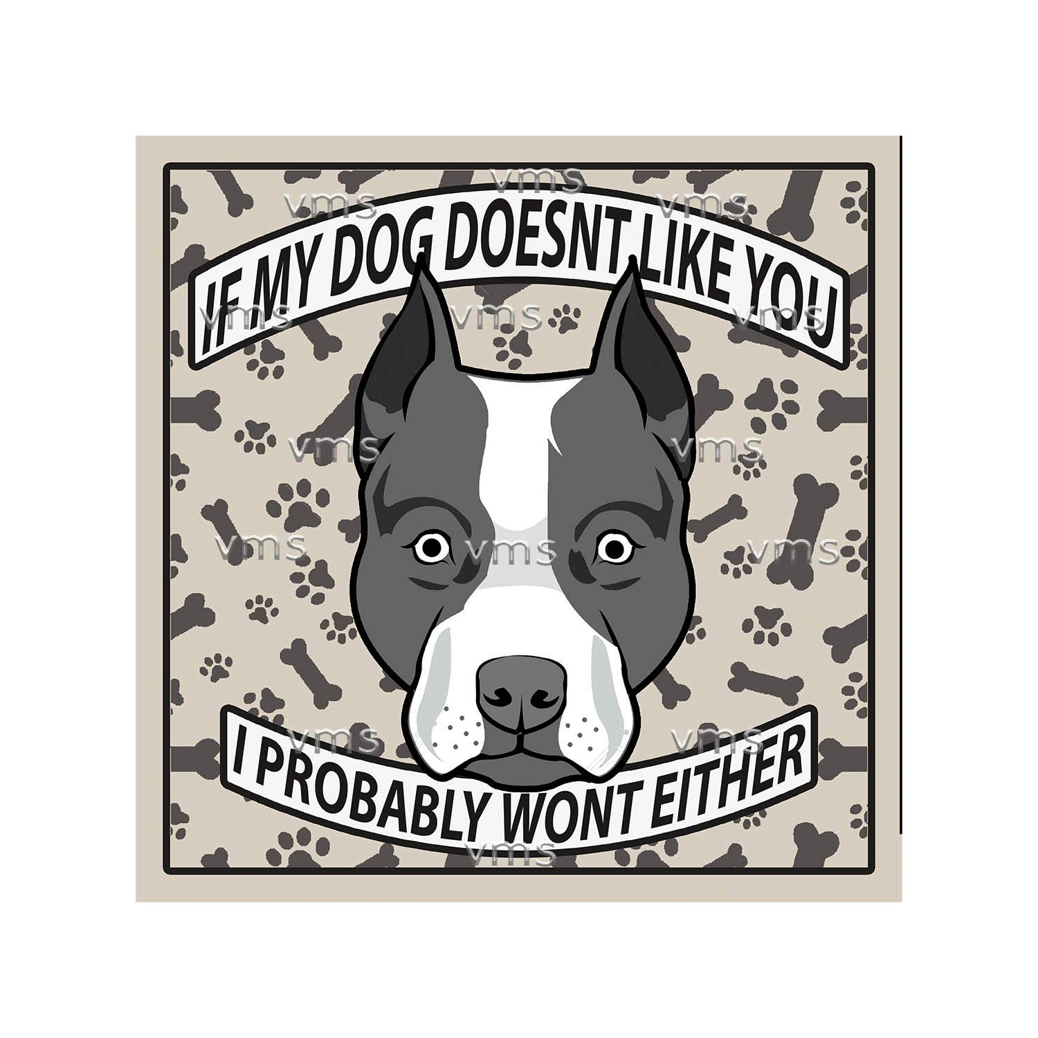 Vintage Metal Sign DOG DOESN’T LIKE YOU STAFFY 12X12 inch Home Decor Inside Outside Bar Kitchen Pub Decorative Plaques