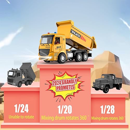 Miniatura 2 de Autos de juguete para niños, regalo para niños de 5 años, juguete de camión volquete a control remoto con barricada de actividad, recargable,