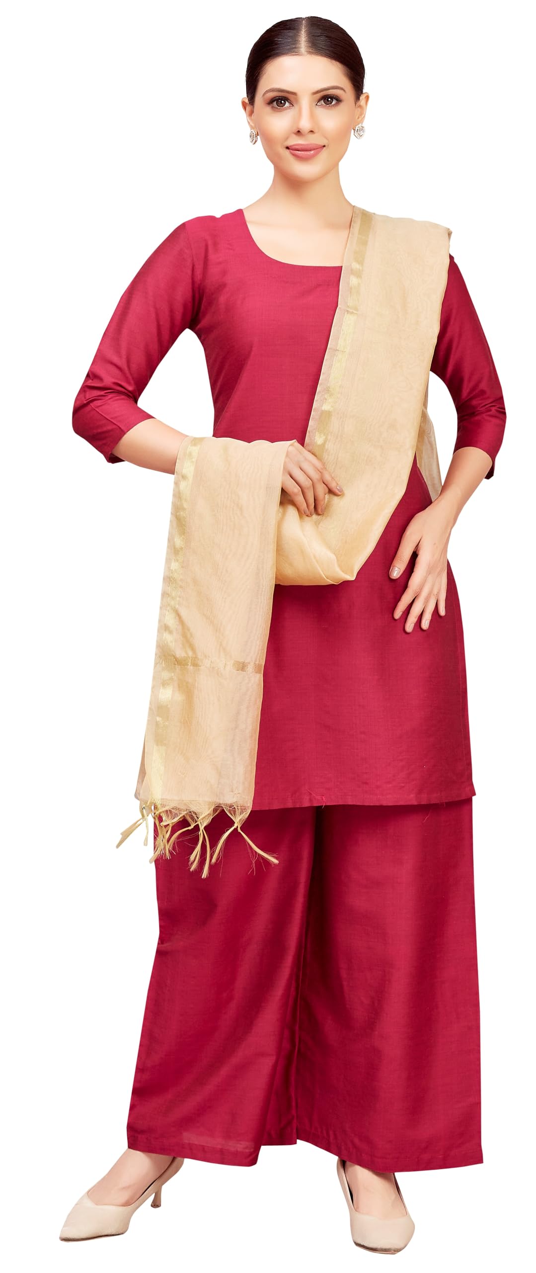 Studio Shringaar Women's Chanderi Silk Blend Handloom Dupatta (32" X 2.35 Meters) (Gold) - Image 3 thumbnail