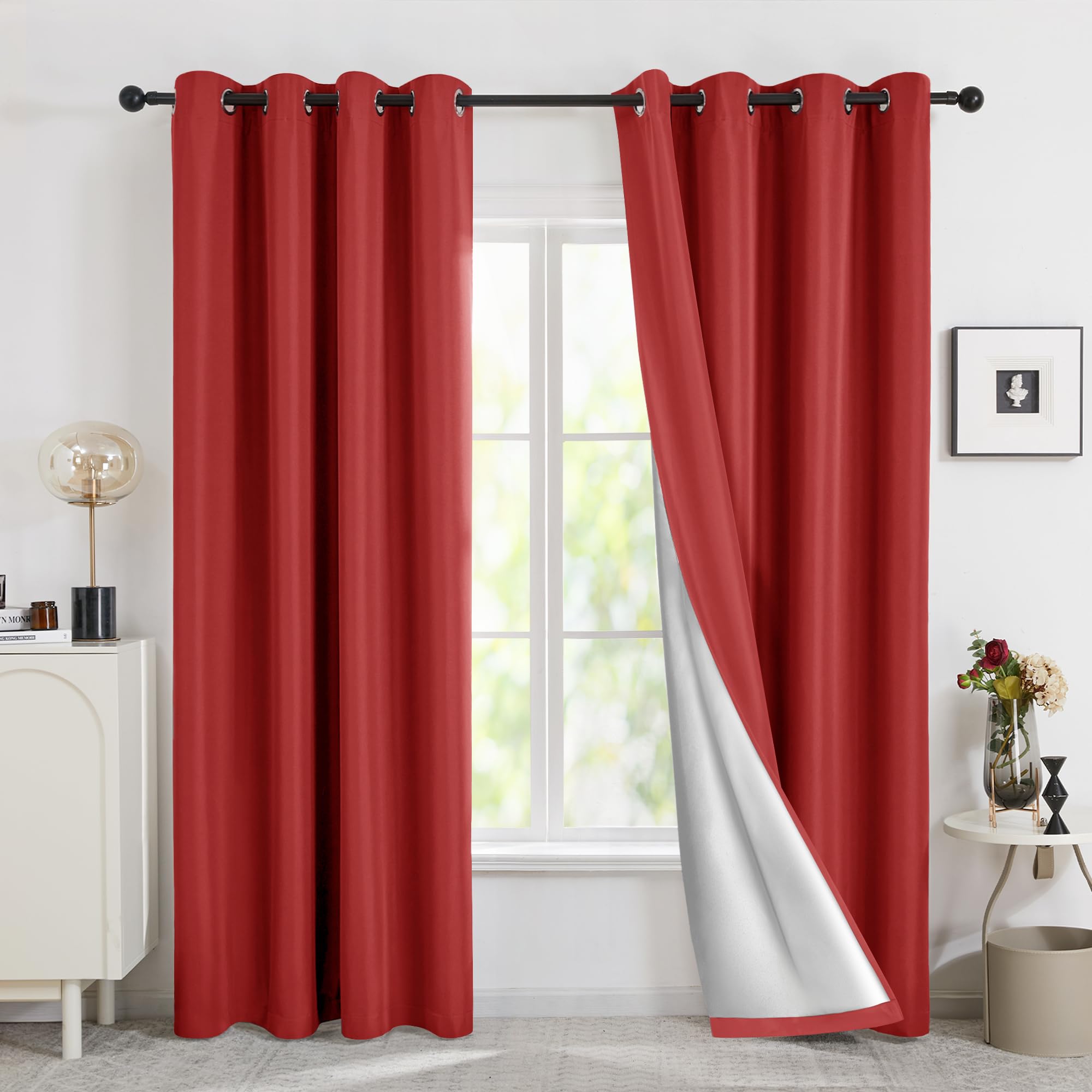 Deconovo Crotinas Dormitorio Infantil Aislamiento Térmico con Forro de Gris Plata 1 Par 140 x 260 cm Rojo Global Recycled Standard Global Recycled Standard Global Recycled Standard