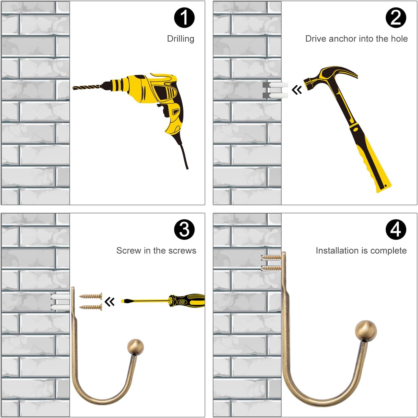 カーテンホールドバック、2個 壁取り付け式ドレープ タイバック ネジ付き 高耐久 金属 装飾 ウィンドウ ドレープ ホルダー カーテ