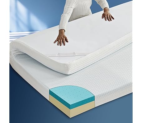 BedLuxury 3 Inch Cooling Mattress Topper Queen Size, Firm Gel Memory Foam Mattress Pad for Pressure Relief, High-Density Ventilated Bed Topper with Removable Cover