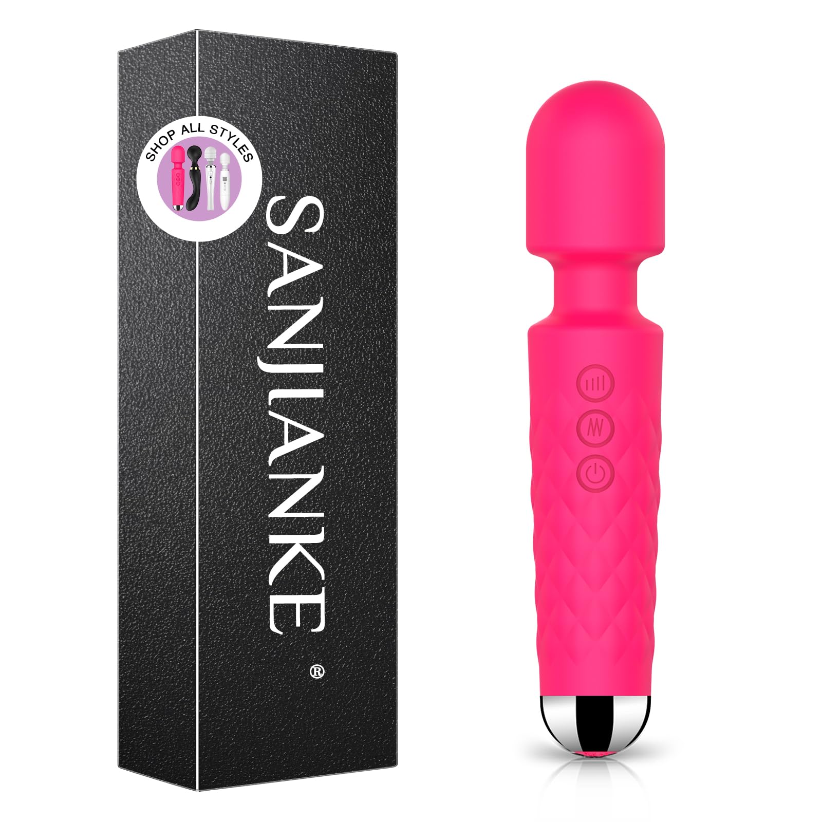 SANJIANKE Vibrator Wand Sex Toys,Clit Stimulator Vibrators,Vibrator for Woman,Wand Massager Sex Toy,20 Patterns,8 Speeds of Pleasure,Quiet Adult Sex Toys,Waterproof, for Women Gifts (Rose Red)