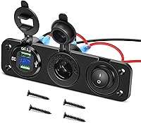 Vista 9 de Nilight - Panel de enchufe de salida 4 en 1, 12V CC, 4.8A, voltímetro LED, interruptor basculante de encendido y apagado con luz, encendedor