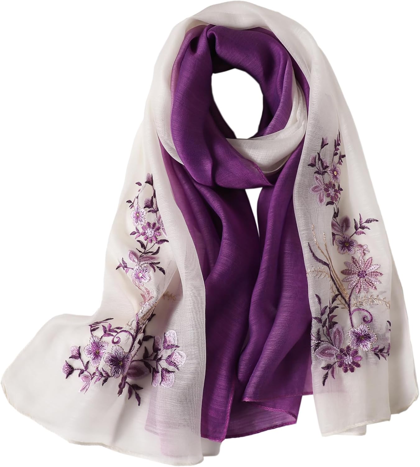 WINCESS.YU Silk Scarf for Women Lightweight Shawls and Wraps for Weddings Fashion Pashmina Shawl Embroidered Scarves